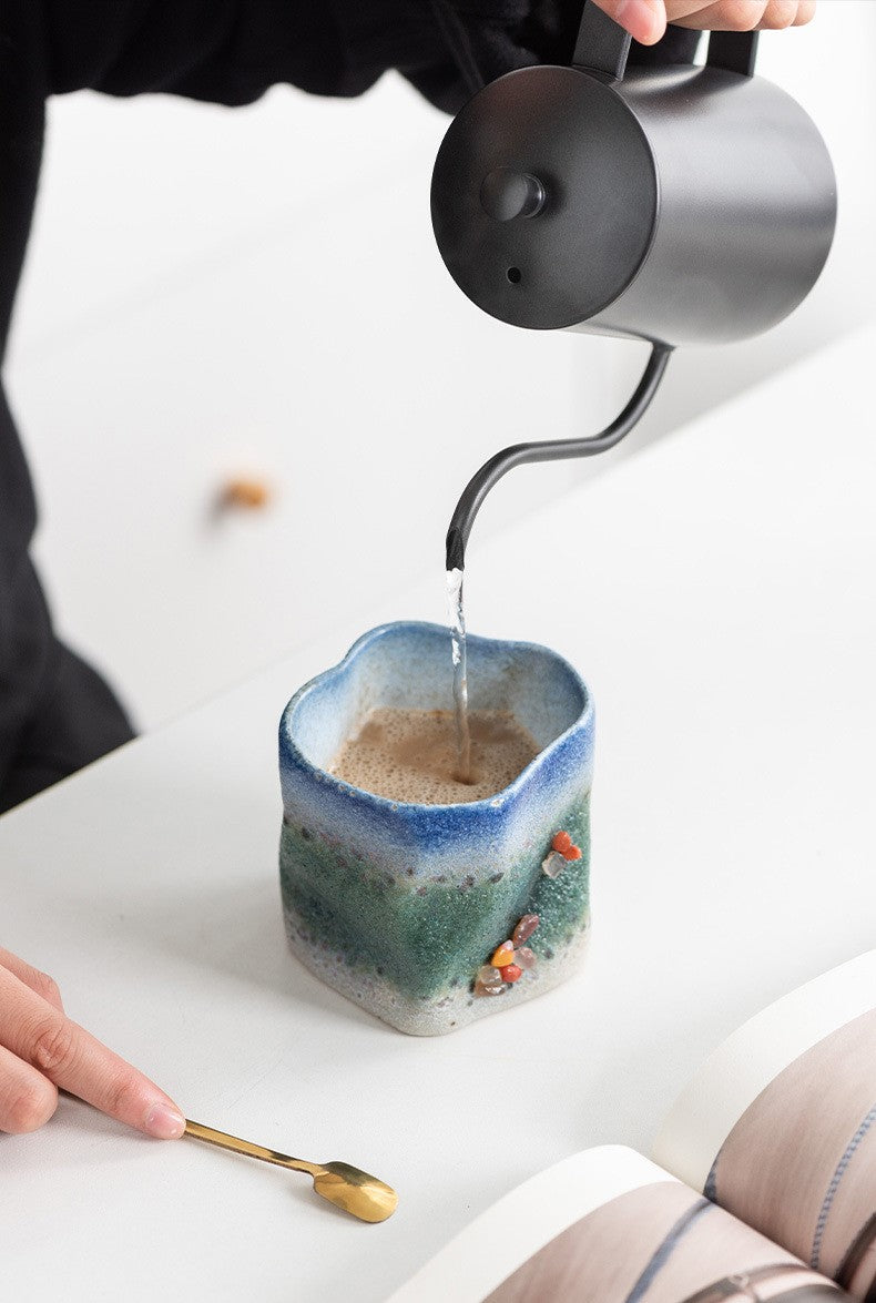 Handcrafted Jingdezhen porcelain coffee mug, minimalist handmade ceramic cup for everyday rituals — Solmira Living