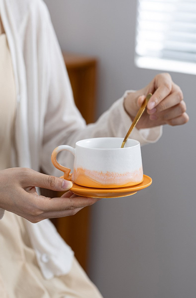 Handcrafted Jingdezhen porcelain coffee mug, minimalist handmade ceramic cup for everyday rituals — Solmira Living