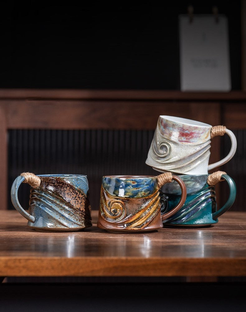 Handcrafted Jingdezhen porcelain coffee mug, minimalist handmade ceramic cup for everyday rituals — Solmira Living