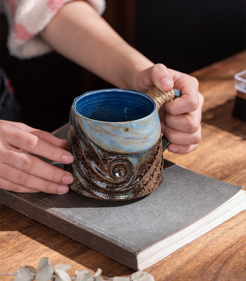 Handcrafted Jingdezhen porcelain coffee mug, minimalist handmade ceramic cup for everyday rituals — Solmira Living