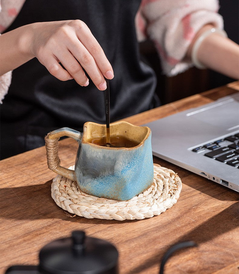Handcrafted Jingdezhen porcelain coffee mug, minimalist handmade ceramic cup for everyday rituals — Solmira Living