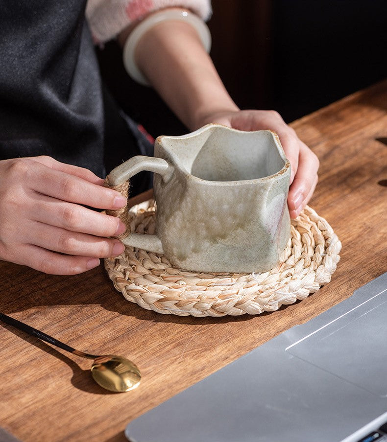 Handcrafted Jingdezhen porcelain coffee mug, minimalist handmade ceramic cup for everyday rituals — Solmira Living