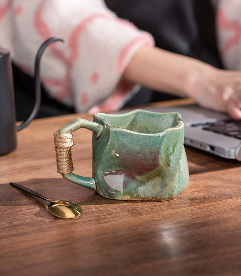 Handcrafted Jingdezhen porcelain coffee mug, minimalist handmade ceramic cup for everyday rituals — Solmira Living