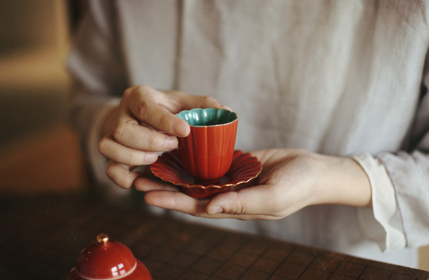 Handcrafted Jingdezhen porcelain tea set and teacup, Chinese ceramic art for mindful tea rituals — Solmira Living