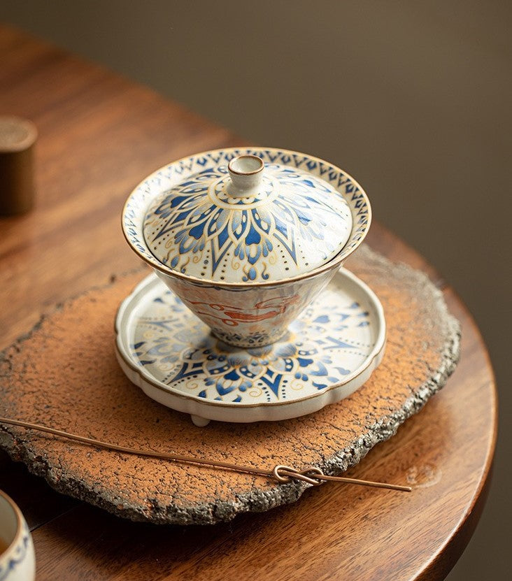 Handcrafted Jingdezhen porcelain tea set and teacup, Chinese ceramic art for mindful tea rituals — Solmira Living