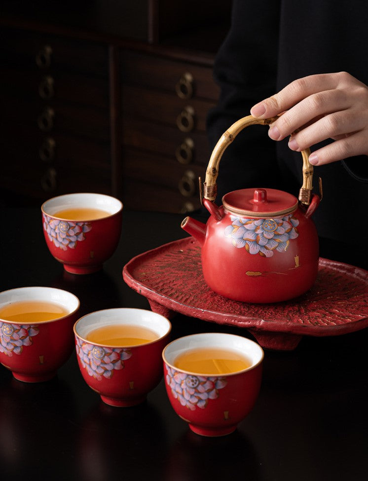 Handcrafted Jingdezhen porcelain tea set and teacup, Chinese ceramic art for mindful tea rituals — Solmira Living