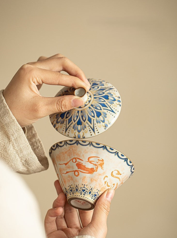 Handcrafted Jingdezhen porcelain tea set and teacup, Chinese ceramic art for mindful tea rituals — Solmira Living