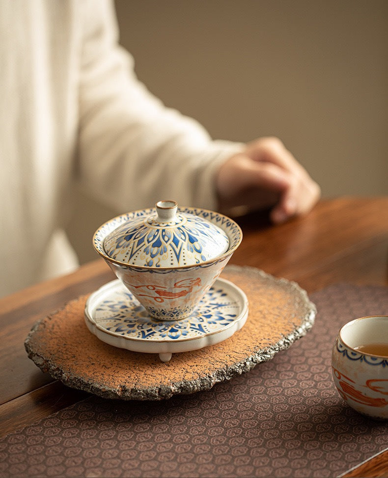 Handcrafted Jingdezhen porcelain tea set and teacup, Chinese ceramic art for mindful tea rituals — Solmira Living