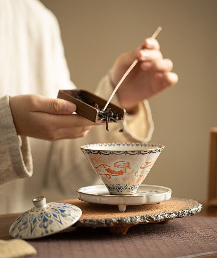 Handcrafted Jingdezhen porcelain tea set and teacup, Chinese ceramic art for mindful tea rituals — Solmira Living