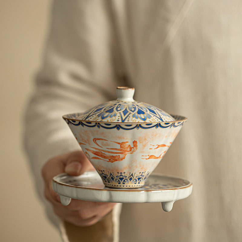 Handcrafted Jingdezhen porcelain tea set and teacup, Chinese ceramic art for mindful tea rituals — Solmira Living
