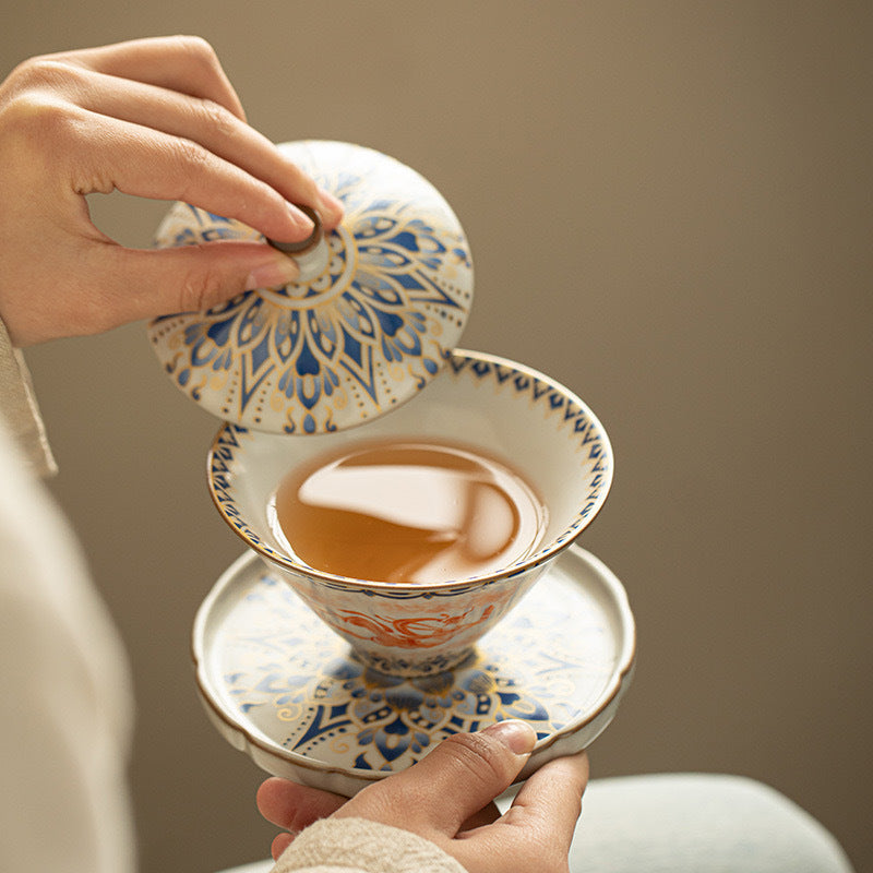 Handcrafted Jingdezhen porcelain tea set and teacup, Chinese ceramic art for mindful tea rituals — Solmira Living
